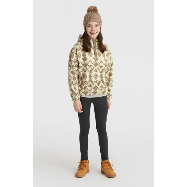 Sweat à capuche et col demi-zip Superfleece | Grey Retro Ikat