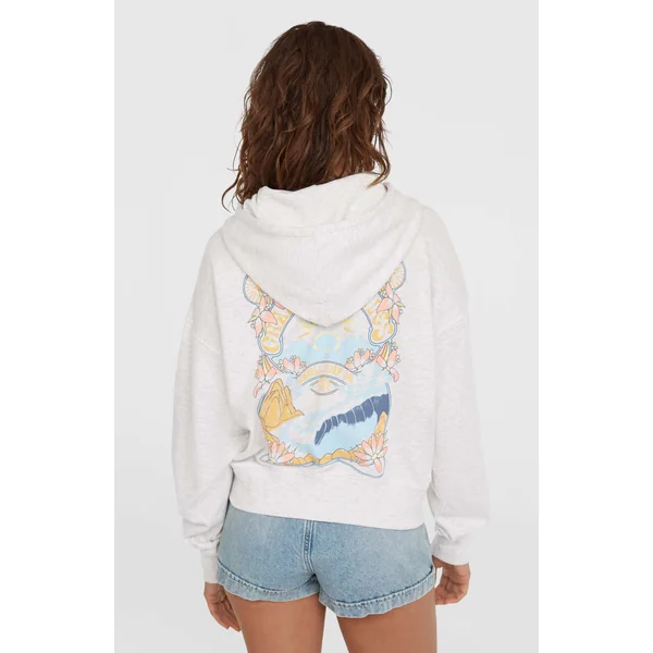 Sweat à capuche et zip intégral Beach Vintage | White Melange