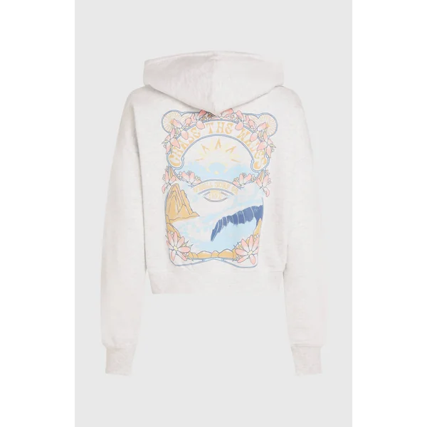 Sweat à capuche et zip intégral Beach Vintage | White Melange