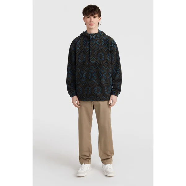Sweat à capuche Superfleece à col demi-zip | Black Retro Ikat