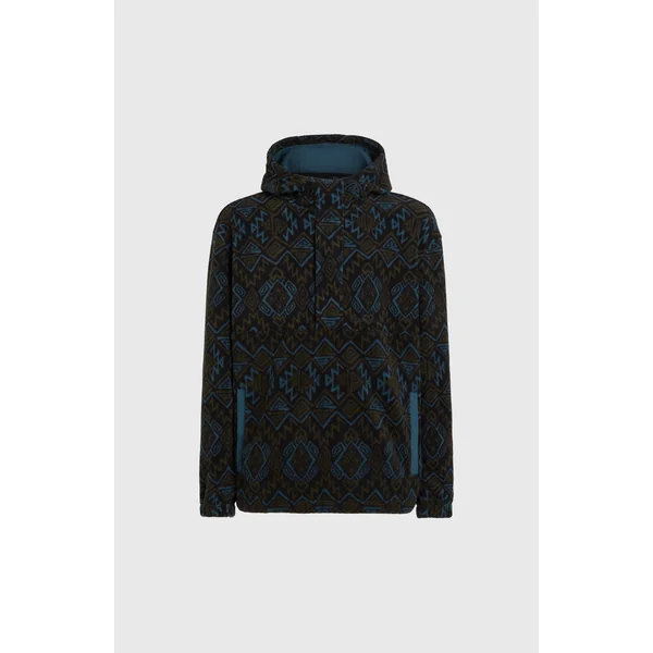 Sweat à capuche Superfleece à col demi-zip | Black Retro Ikat