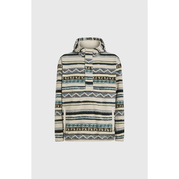 Sweat à capuche Superfleece à col demi-zip | Grey Ikat Stripe