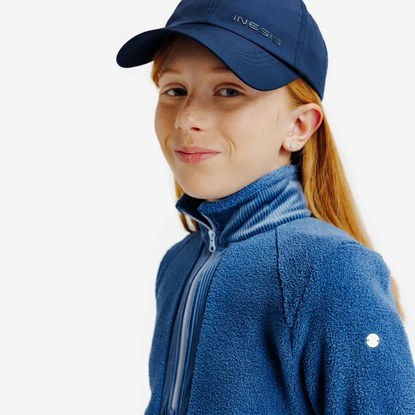 Sweat équitation demi zippé chaud enfant - Bleu comète zip Violet tendre