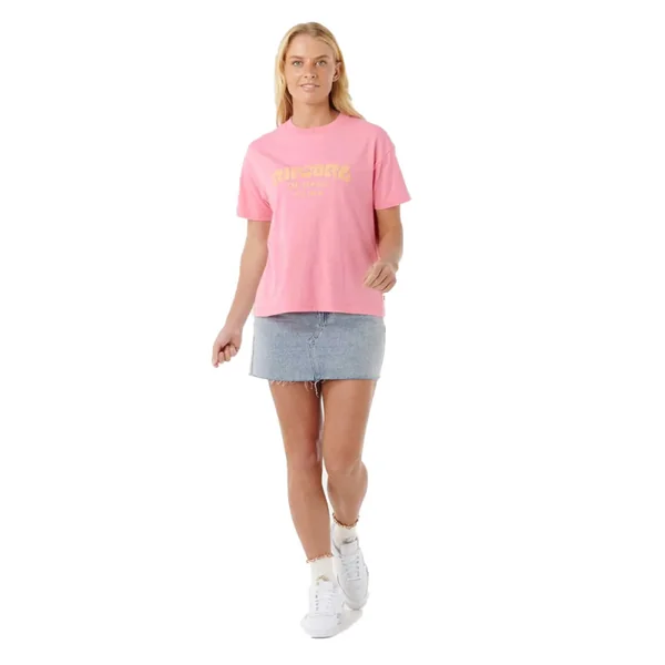 T shirt rip curl surf puff relaxed tee pink-orange