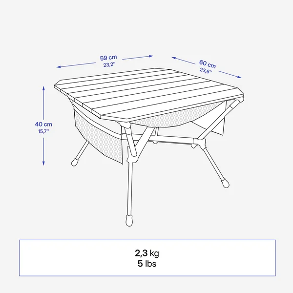 Table de camping compacte, 2 personnes, blanc