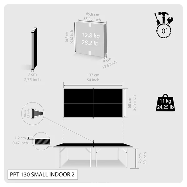 Table de Ping Pong, PPT 130 small indoor black