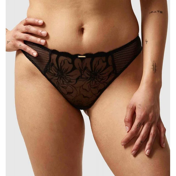 Tanga Chantelle NOIR - FLEURS