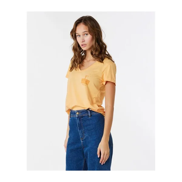Teeshirt femme RIPCURL Re-Entry V Neck Tee Pastel Orange
