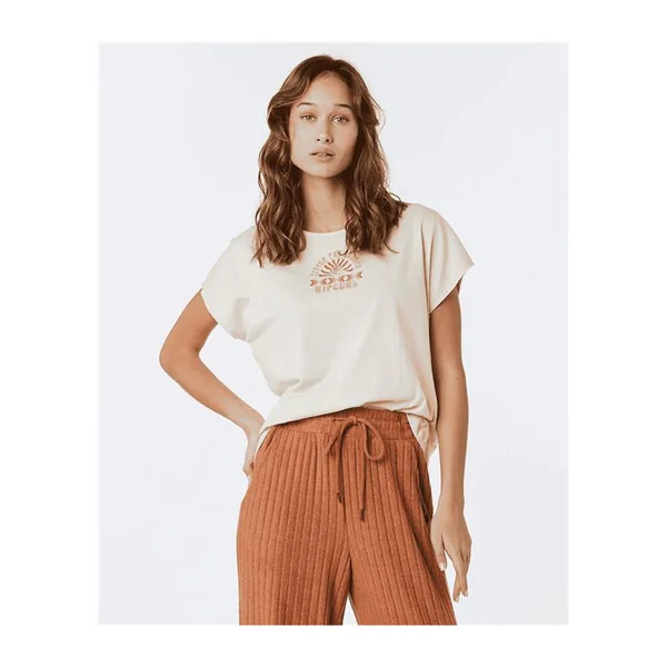 Teeshirt femme RIPCURL Ss Crew Neck Tying Tee Off White
