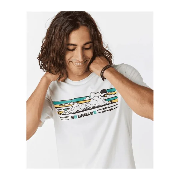 Teeshirt RIPCURL Down The Line Stripe S/S Tee Bone