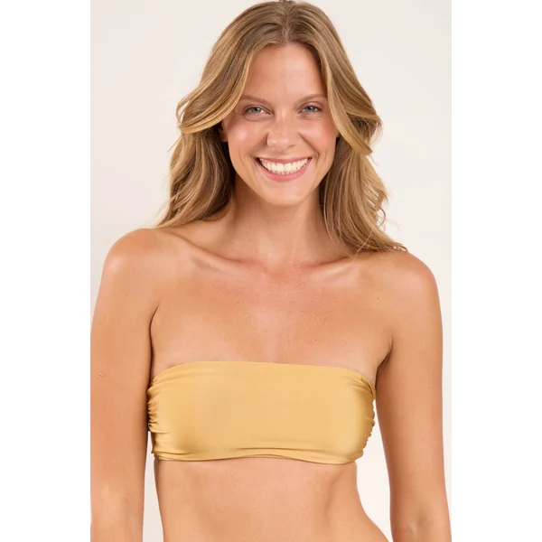 Top Fluity-Dourado Bandeau-Reto