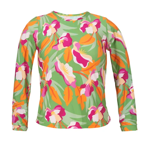 Top Green-Bloom Rash-Guard