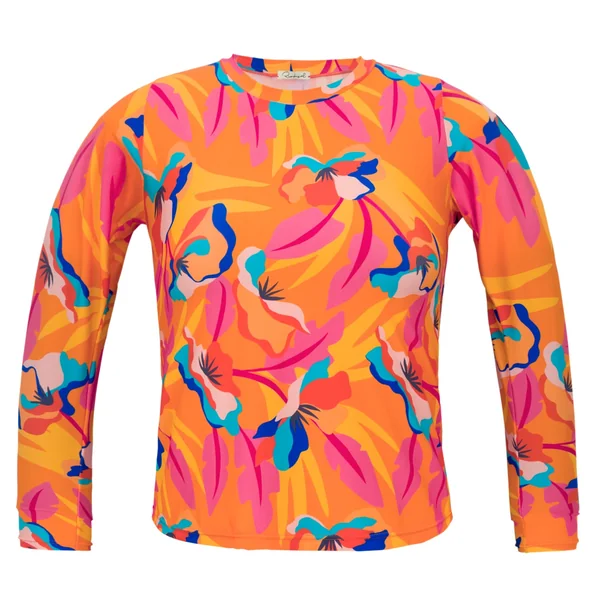 Top Orange-Bloom Rash-Guard