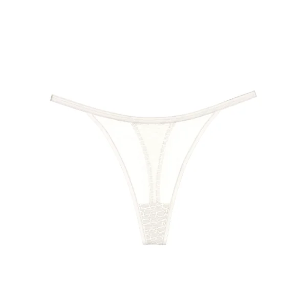 Triomphe Signature Sheer blanc cassé culotte string