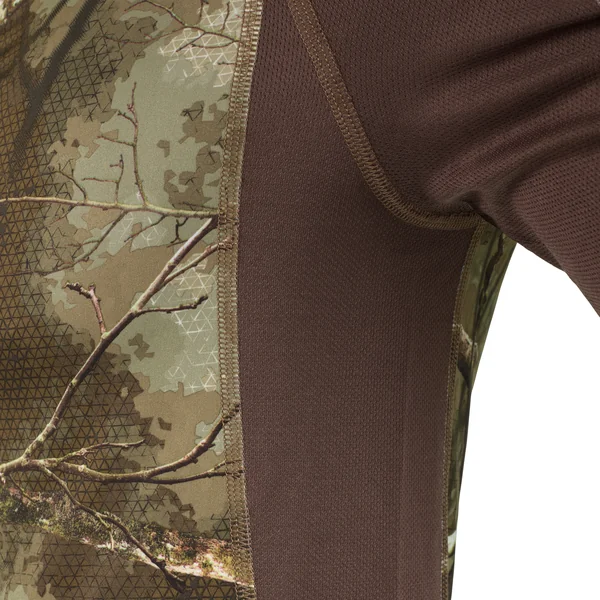 T-SHIRT CHASSE MANCHES LONGUES SILENCIEUX RESPIRANT 500 CAMOUFLAGE TREEMETIC