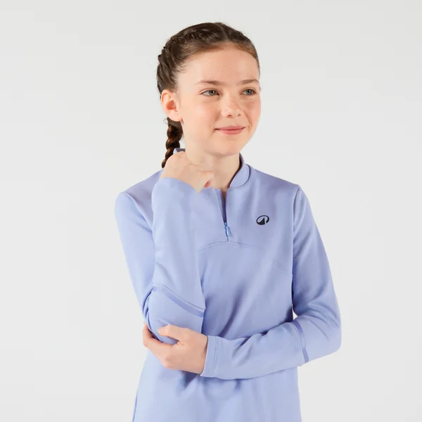 T-shirt de tennis Thermic manches longues 1/2 zip fille - violet