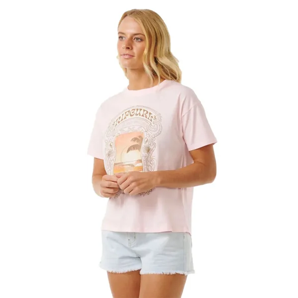 T-shirt manches courtes femme rip curl sea shells relaxed rose