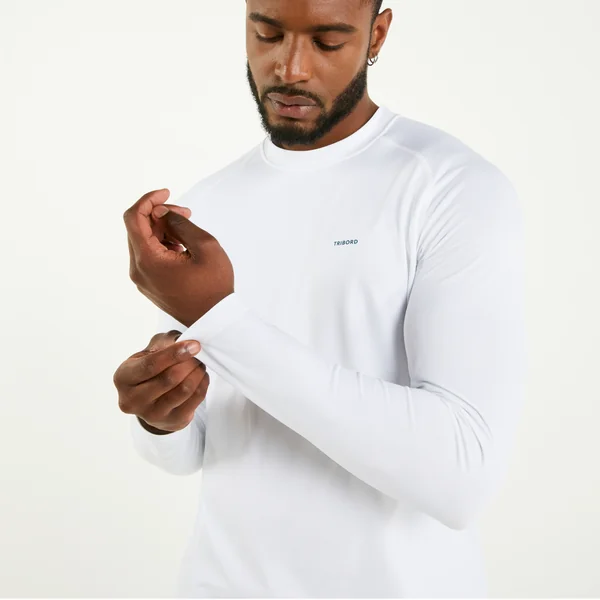 T-shirt voile anti-uv manches longues sailing 500 homme, blanc