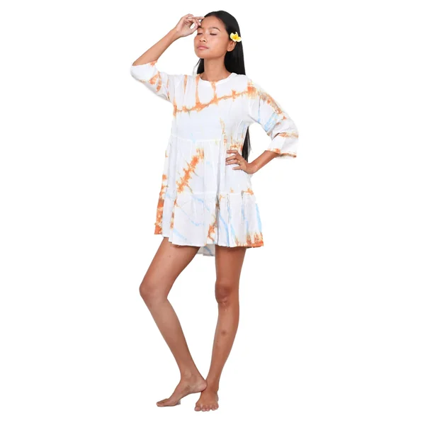 Tunique de plage courte tie dye blanc
