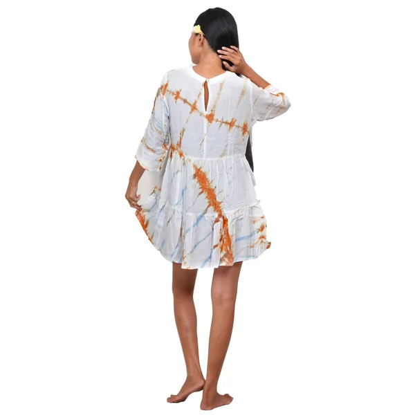 Tunique de plage courte tie dye blanc