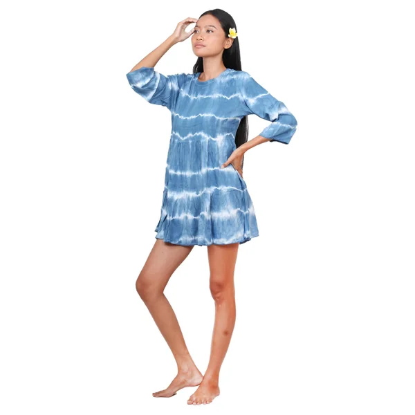 Tunique de plage courte tie dye bleu