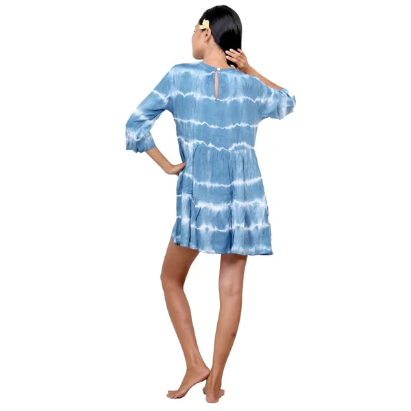 Tunique de plage courte tie dye bleu