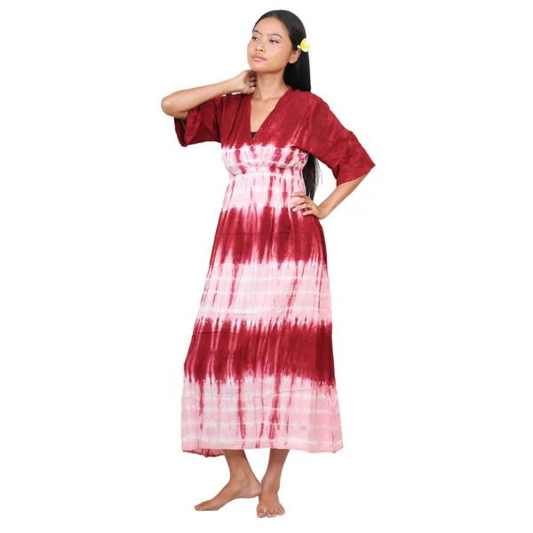 Tunique de plage longue tie dye rouge