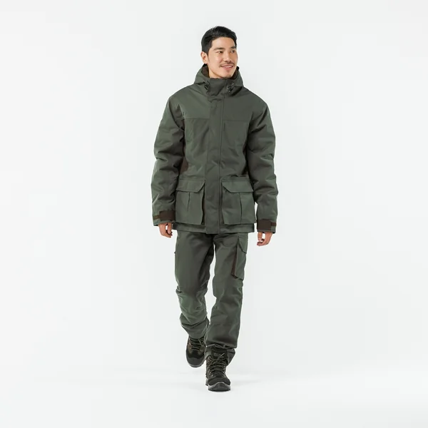 VESTE CHASSE IMPERMÉABLE CHAUDE 500 VERTE