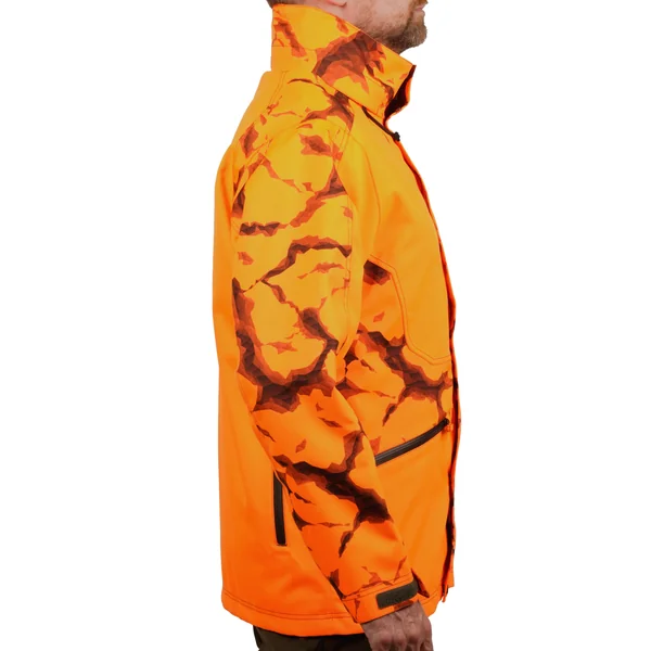 VESTE CHASSE RESISTANTE IMPERMEABLE ORANGE FLUO SUPERTRACK 500