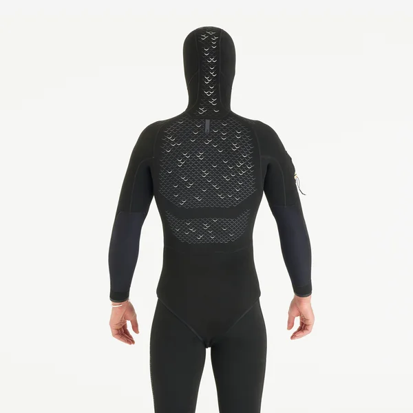 Veste chasse sous-marine néoprène refendu 7mm homme, SPF 900 noir