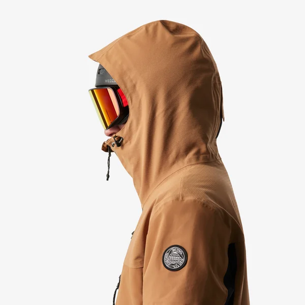 Veste de snowboard chaude et résistante homme, SNB 500 ziprotect camel et noir