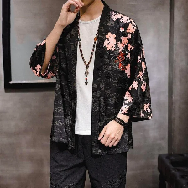 Veste Kimono Japonais Dragon Rouge