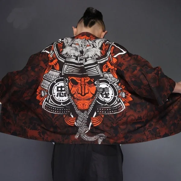 Veste Kimono Japonais Oni Loup