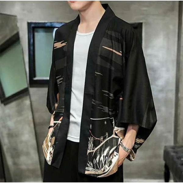 Veste Kimono Satin Temple Loup