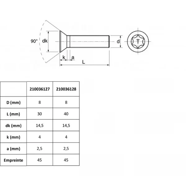 VISSERIE MARINE POUR FOIL TORX - M8