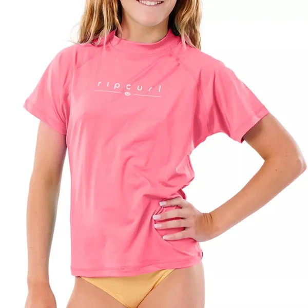 WETSHIRT FILLE RIP CURL GOLDEN RAYS MANCHES COURTES ROSE
